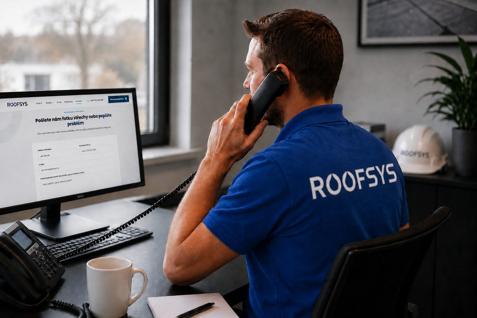 Specialista ROOFSYS při konzultaci po telefonu